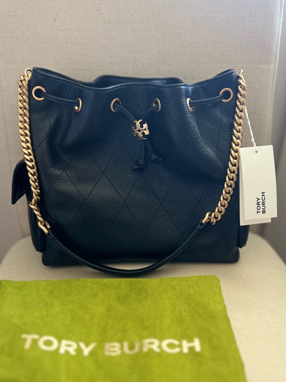 NWT Tory Burch Black Leather Charlie Bag